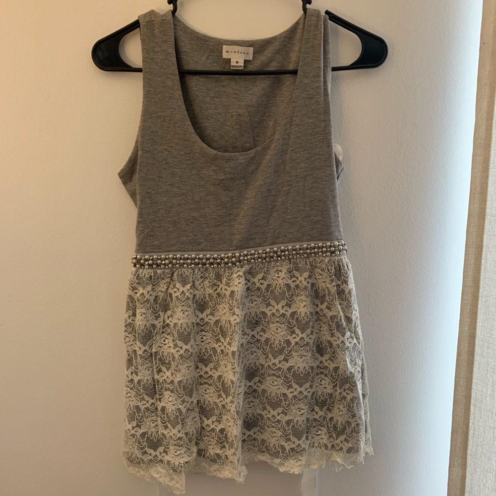 Monteau Tank Top with Pearl & Diamond accents & Bow Tie Back